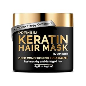 SUNATORIA Keratin Hair Mask – Keratin Hair Treatment – Hair Mask for Damaged Hair – Deep Conditioning Hair Mask For Dry Hair – All Hair Types – Vitamin E, Omega 3, 9