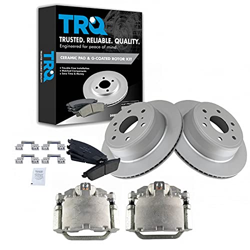 Image of TRQ Rear Ceramic Pads G-Coated Rotors & Calipers Kit | For GM Truck