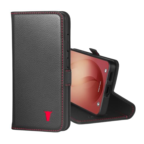 TORRO Etui skórzane kompatybilne z Samsung Galaxy S26 5G 2026 - wysokiej jakości skórzane etui portfelowe z podstawką i przegródkami na karty (Czarny)