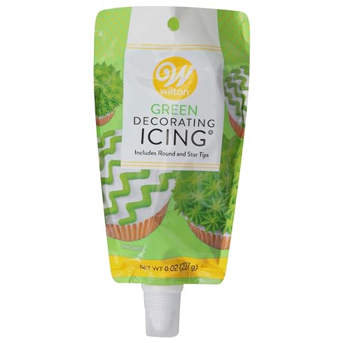 Wilton 704-4747 Green Decorating Icing 8 Ounce, with Plastic Tips