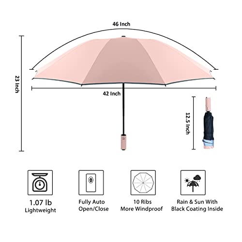 Baodini Upf 50+ Uv Umbrella Protection Sun Reverse Compact Umbrella For Rain Automatic Inverted Windproof Umbrella (Love Pink) #TOP5