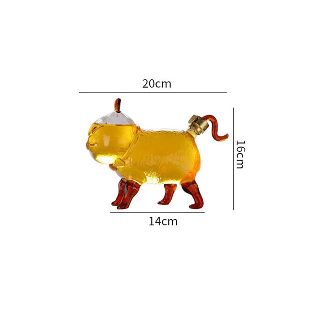 Decantador de whisky para gatos, botella de whisky de animales de vidrio sin plomo, decantador de licor de 750ML para whisky, vodka, whisky escocés, ron, regalo de Tequila para amantes del vino