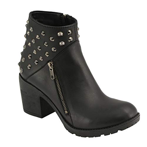 Milwaukee Leather Women’s Black Spiked Side Zipper Entry Boot w/Platform Heel-BLACK-5.53