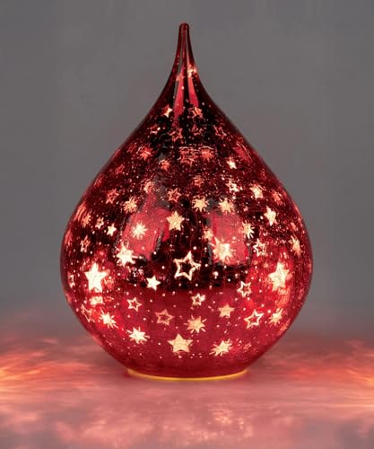 Lampe en verre craquele rouge formano veilleuse LED design goutte d'eau - 6