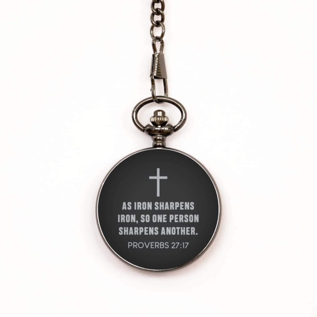 Proverbs 27:17, Bible Verse Pocket Watch, Christian Pocket Watch, Christian Jewelry Gifts for Men Women,Fathers Day, Mothers Day, Christmas, Birthday