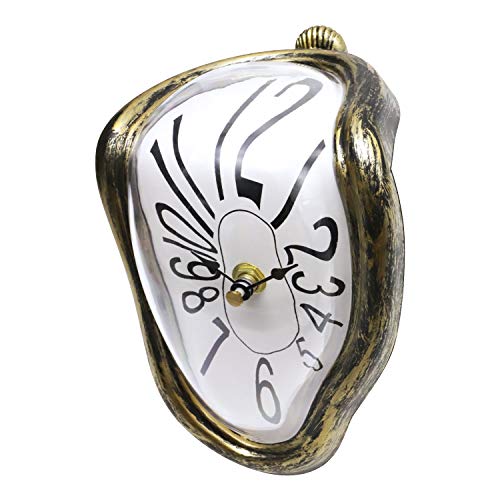 ufengke Vintage Melting Clock Silent Quartz Clocks with Arabic Numerals for Shelf Desk in Living Room Badroom Office 756\"