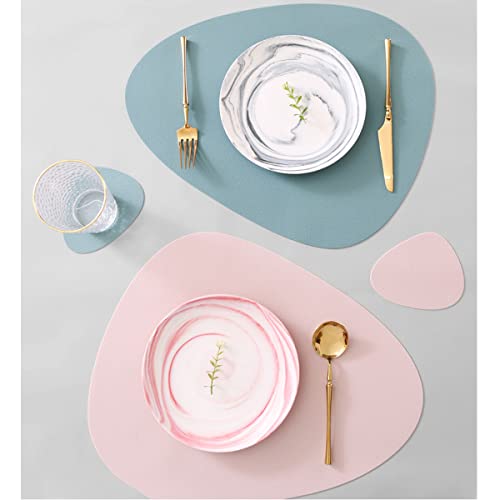 Sets de table en silicone lavables epais bleu clair de forme goutte d'eau pour table propre