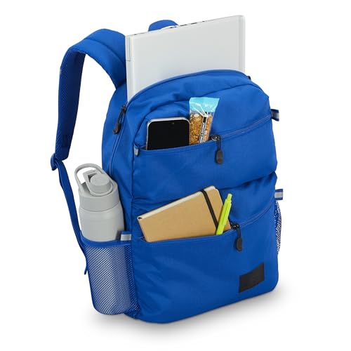Image of High Sierra Everclass Backpack - Travel or Work Laptop Bookbag with 360 Reflectivity, Dual Water Bottle Pockets & Fits Laptops Up To 15.6 inch, One Size, Cosmic Blue