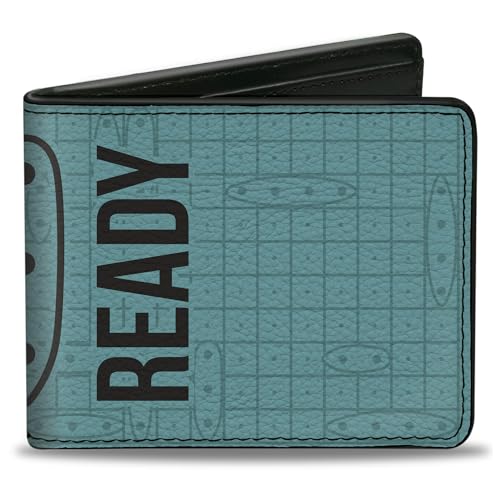 Hasbro Wallet, Bifold, Battleship Battle Ready Grids and Ships White Blue Black, Vegan Leather