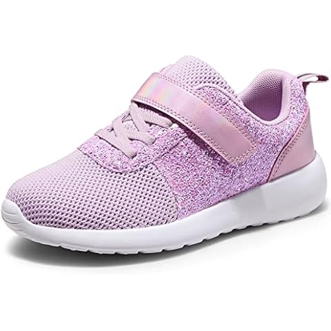 Girls Trainers Kids Athletic Shoes Toddlers Glitter Casual Lightweight Sneakers Sports Shoes Breathable Tennis Road Trail Running Shoes Purple UK9.5 Cover