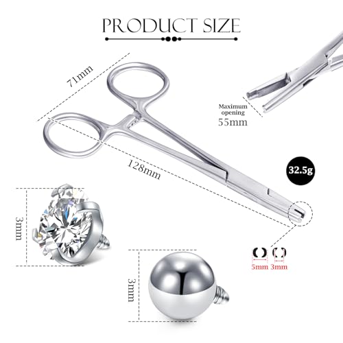 Miniatura 2 de Herramienta De Perforación De 3 Mm, 4 Mm, 5 Mm, Alicates Para Piercing De Bolas De Joyería, Soporte De Bolas De Joyería De Acero Inoxidable, Para Atornillar Y Quitar Pinzas