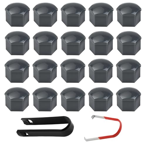 20PCS Capuchons D'écrou de Roue, 17mm Voiture Capuchon Écrou Jantes Écrous Cache Boulon Roue Bouchons Cache-écrous de Pneu Hexagonaux avec Outil de Montage...