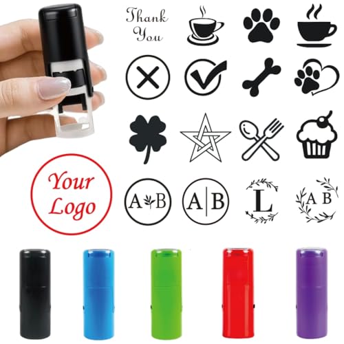 Custom Loyalty Card Stamp Self-Inking Stamp Logo,Coffee Card Stamp 12mm/0.47inch Custom Rubber Stamp...