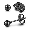 AllerPierce Hypoallergenic Black Ball Earrings Studs Set Cartilage Earrings Stainless Steel Round Ball Studs Earrings for Women Men 3mm-8mm(10Pcs) #3