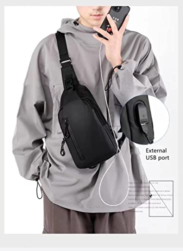 Skycare Sling Crossbody Bag Small Shoulder Backpack for Men&Women Waterproof Slim Chest Bags Casual Daypack for Travel Cycling (Black)