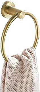 WOMAO Gold Towel Ring, Brushed Brass Towel Holder for Bathroom Kitchen Toilet SUS 304 Stainless Steel Round Towel Rail Wall Mounted