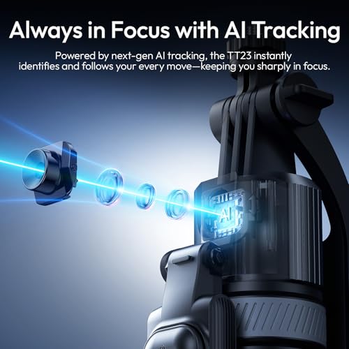 Ulanzi TT23 Trípode con Seguimiento Automático de Rostro para Móvil, 165 cm Palo Selfie con Rotación 360° con Mando a Distancia Bluetooth y Control por Gestos para iPhone/Cámara de Acción - imagen 3
