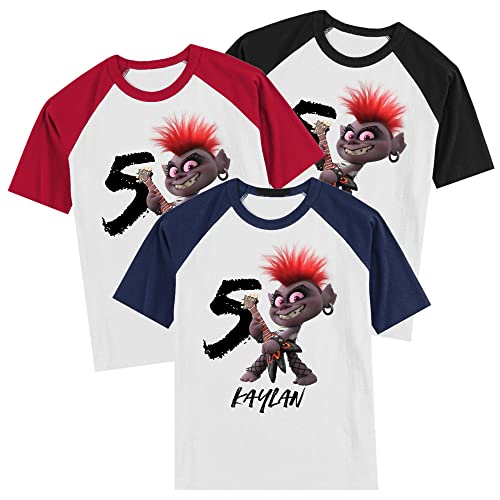 Personalized Queen Troll Birthday Shirt | Barb Birthday Shirt | Handmade Decorated Shirt | Personalized with Name and Age | Unisex Short Sleeve Raglan T-Shirt4