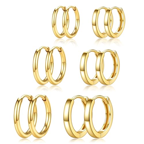 Image of KesaPlan Stud Earrings for Women 14K Gold Plated Hypoallergenic Hoop Earrings Set Small Studs Hoop Huggie Earring Multiple Piercing Star Heart Ball Cubic Zirconia Studs Stacks Trendy for Women Men