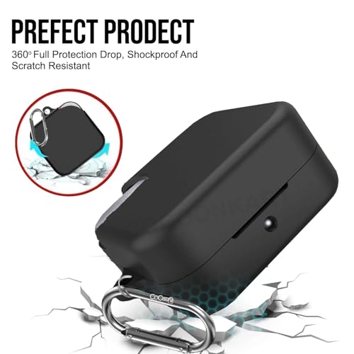 Image of Silicone Case Cover for CMF by Nothing Buds Pro 2 | Buds 2 | Buds 2 Plus with Cleaner Kit,Lanyard & 4 Pcs Cable Protectors (Black)