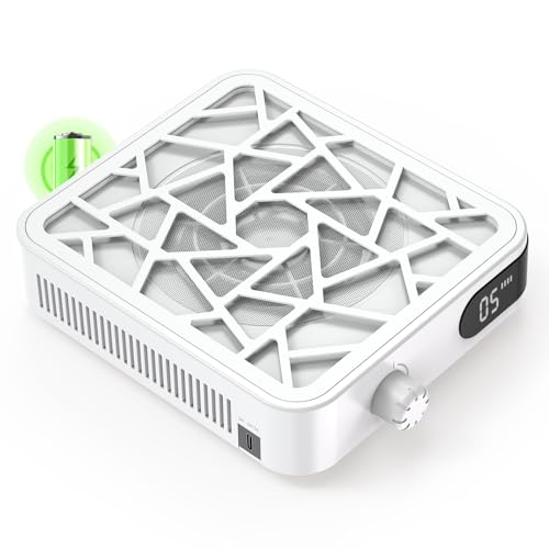 CHRISTINE SHELLY Colector de polvo de uñas, extractor de polvo de uñas compacto, ventilador de vacío recargable con filtro reutilizable, máquina de manicura portátil de succión de polvo fuerte para