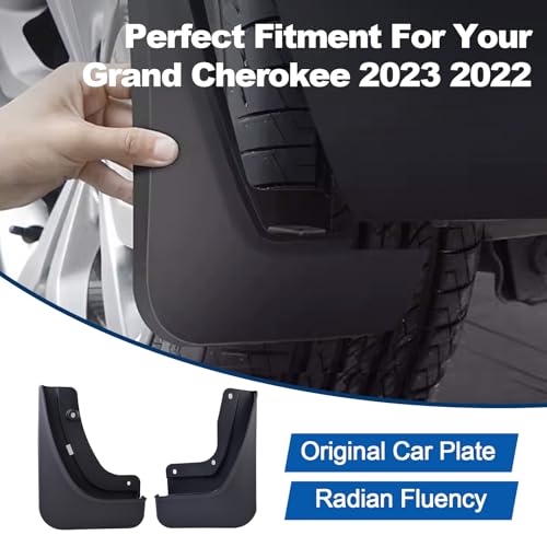 Image of Mud Flaps Compatible with Grand Cherokee 2024 2023 2022 Splash Guard Front & Rear No Drilling (Non L) Mud Flaps Compatible with 5th Gen Jeep Grand Cherokee 2022-2024 Exterior Accessories 4PCS