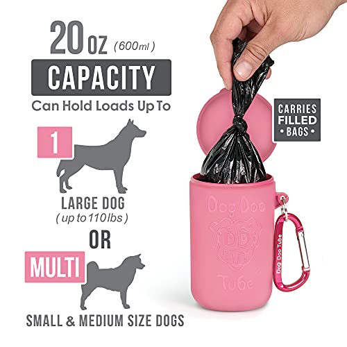 Dog Doo Tube Reusable Dog Poop Holder For Dog Walkers - Carries Used Dog Poop Bags - Tight Fitting Lid Keeps in Odors - Dog Waste Carrier - Attachable to Dog Leash, Harness or Waist (Medium, Pink) - Image 3