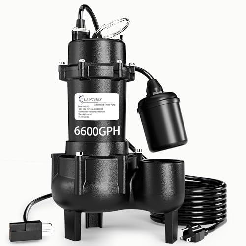LANCHEZ 1HP 6600 GPH Submersible Sewage Pump...