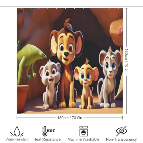 Rideau de douche lion imperméable en polyester de qualité supérieure - 4