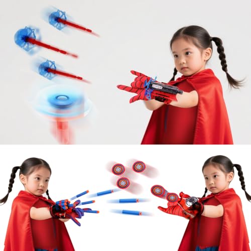Image of 3 Sets Spider Web Shooters, Spider Web Plastic Launcher Glove with Wrist Toy Set, Superhero Toys, Safe Outdoor Action Toys All Saints'Day Christmas Birthday Party for Boys and Girls (3 Sets)