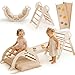 Goodevas 5-in-1 Montessori Klettergerüst Indoor aus Holz mit Rutsche – Kletterdreieck Montessori für Kinder ab 1 Jahr, Indoor Spielplatz Baby Kletterset, Indoor Kletterspielzeug Dreieck