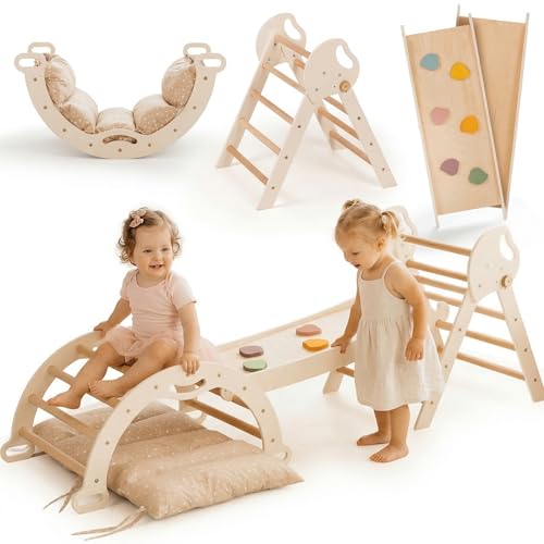 Goodevas 5-in-1 Montessori Klettergerüst Indoor aus Holz mit...
