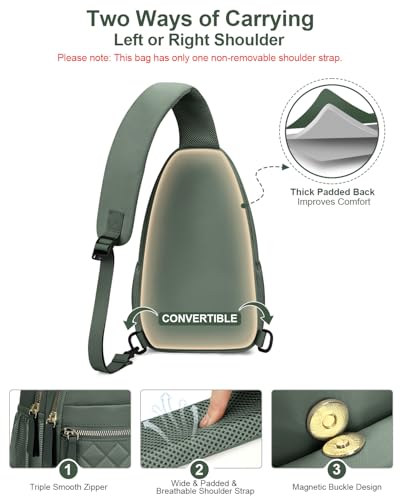 Image of Capolo Sling Bag for Women Men Waterproof Crossbody Bags for Women Trendy Casual Fanny Pack with Convertible Shoulder Strap Chest Bag for Travel Hiking(Green, Large)