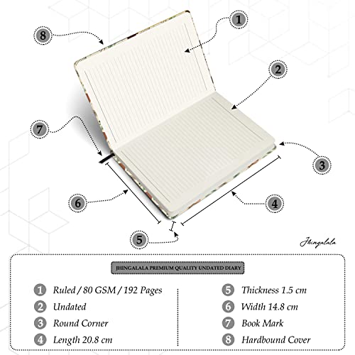 Image of Jhingalala Hardbound Cover Personal Diary | Flower Pattern Theme Printed A5 Journal For Girls (20 x 14.5 cm, 80 GSM, 192 Ruled Pages)