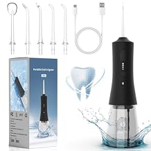 Water Flosser for Teeth - Cordless Portable Oral Irrigator with 2000mAh Battery, 4 Nozzle Types, 4 Cleaning Modes, 265ml Water Tank, IPX7 Waterproof | for Teeth Cleaning and Flossing