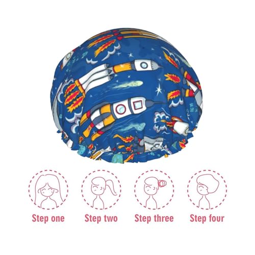 Bonnet de douche réutilisable pour préserver le brushing motif planètes - 8