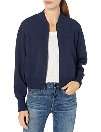 Lacoste Womens Long Sleeve Full Zip Neo Feminine Sweater Sweater, Navy Blue, 8