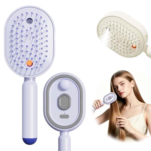 3 in 1 Electric Spray air Cushion Massage Comb 2026 New Rechargeable Mist Steam Brush for Frizzy Hair and Scalp Care Relieve Hair Tangles & Dryness (Purple)
