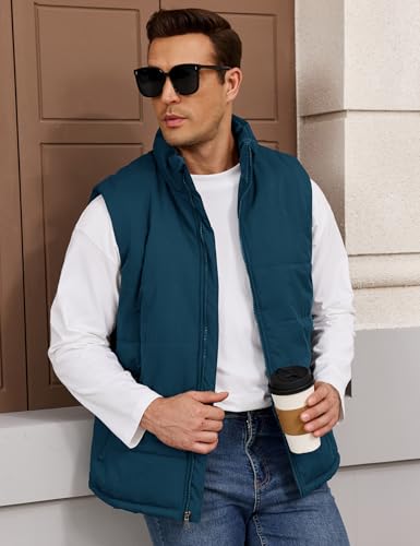 Image of Flygo Men's Winter Warm Outdoor Padded Puffer Vest Thick Fleece Lined Sleeveless Jacket
