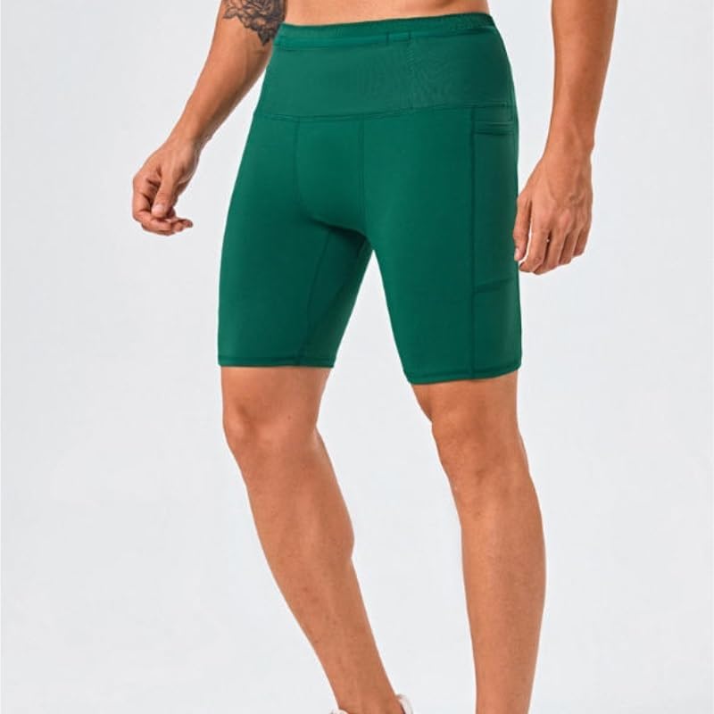 Men's Quick Dry Sports Shorts Elastic Compression with Waist Pocket for Workout Cycling Marathon