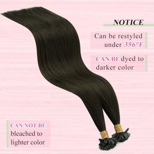 Image of YoungSee U Tip Hair Extensions Human Hair Ash Brown Utip Hair Extensions Human Hair Cool Brown Keratin Hair Extension 18 Inch Fusion Remy Hair 50g 50 Strands for Wedding