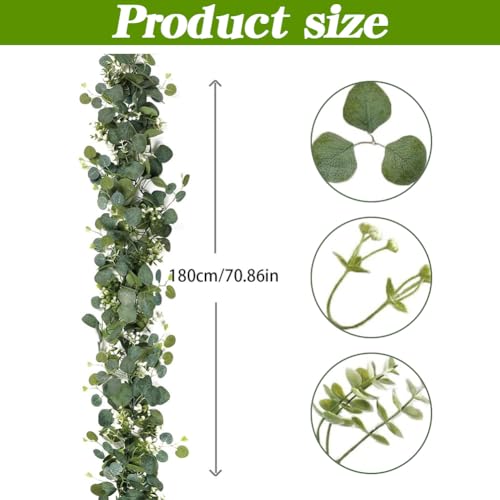 Guirlande d'eucalyptus artificielle fleurs blanches vigne pour décoration arche mariage - 8