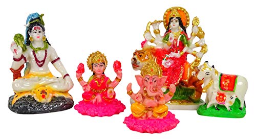 IBA Indianbeautifulart Lord God & Goddess Handcrafted Resin Statue Set Of 5 Idol For Car Dashboard Figurines Home Decor - Image 3