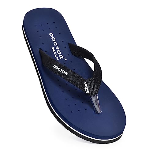 Image of Doctor Walk Orthopaedic Flip Flops, Black, Cushioned Footbed with Anti-Slip Sole Slipper for Women's