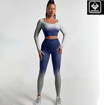 Amazon.com: EROSEL 2 Piece Workout Sets for Women – Seamless Crop Top, High  Waisted Leggings Ombre Gradient – Womens Workout Sets Gym Sets for Women  Pilates Outfits Legging Set Lounge Comfy Sets (