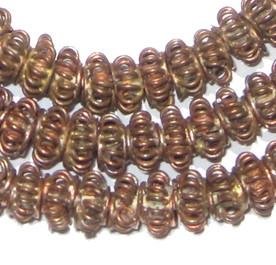 Copper Wire Coil Beads - Full Strand of Handmade African Metal Beads from Ghana - The Bead Chest