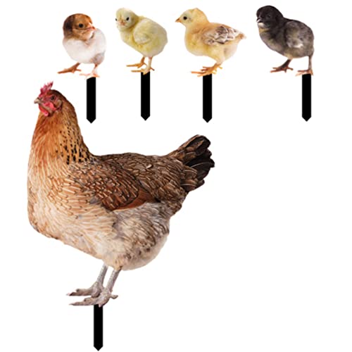 Homsfou Chicken Garden Statue Hen Decoration Ornament Decorative Garden Stakes Set Of 5Pcs Chicken Yard Sign Acrylic Rooster Animal Stake Rooster Art Decoration For Yard Lawn #TOP1