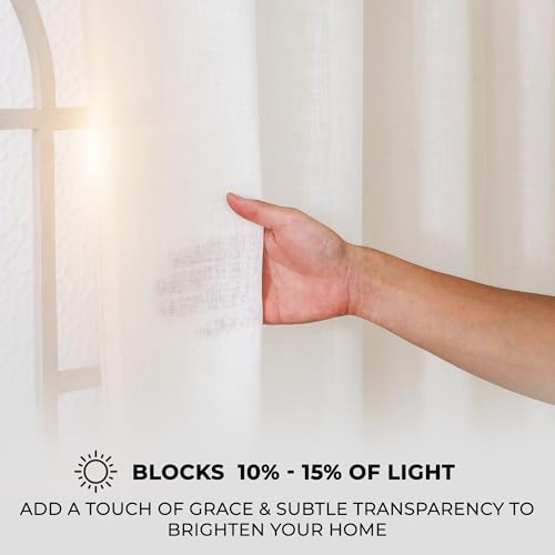 Image of Story@Home Sheer Curtains 8 Feet Long Set of 1 | Net Semi Transparent Curtain | Solid Printed | Semi Long Door Curtain for Living Room, Bedroom | (118 X 242 cm, Off White)