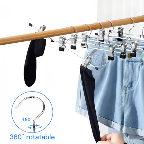 Binnan 10 Stück Kleiderbügel Hosen 30cm,Hosenkleiderbuegel Haken,Hosenkleiderbügel Platzsparend Kleiderbügel mit 360° Drehbar Haken,Verwendet zum Aufhängen von Hosen,Socken,Röcken und Mänteln