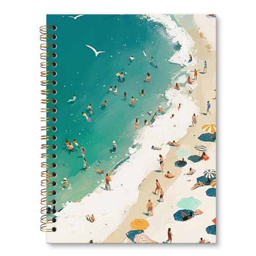 Carnet de notes aquarelle de plage côtière à spirale format A5 14x21 cm